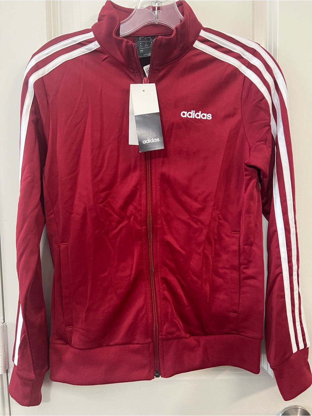 NWT Women’s Adidas Red Track Jacket size XS (4-6) Zip Center $50 Retail